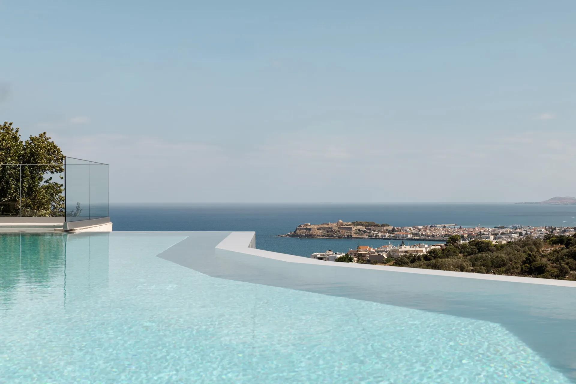 Aerial Villa’s pool with views towards the sea